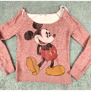 Disney Parks Mickey Mouse Top Women's Size S Oversized Long-Sleeve Red